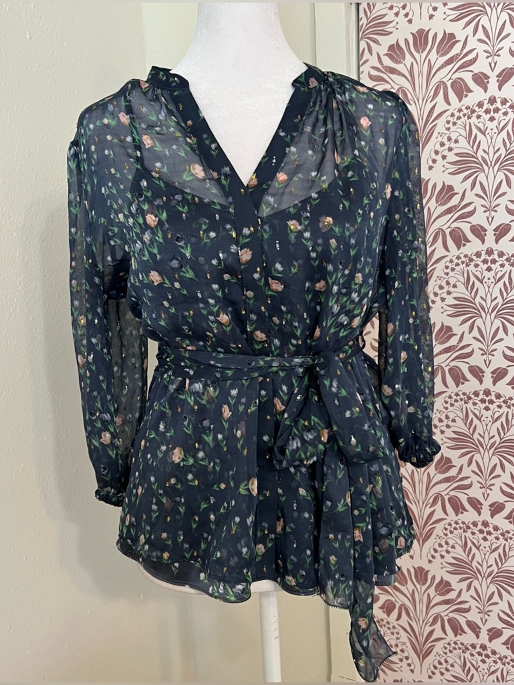 WHBM floral blouse size SP
